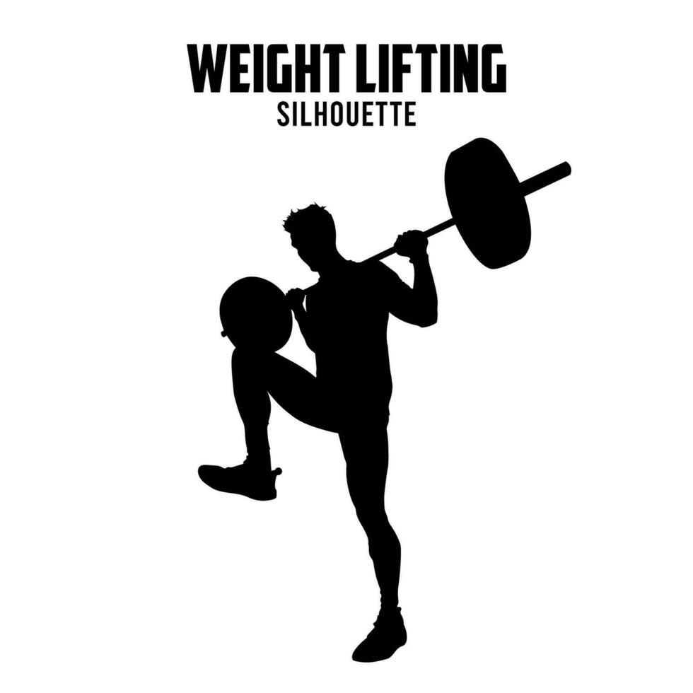 weight lifting Silhouette vector stock illustration, weightlifter silhouette 05