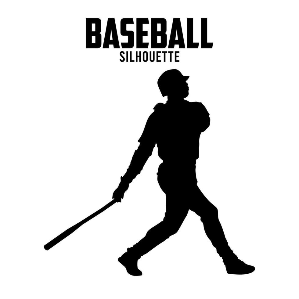 béisbol silueta vector valores ilustración béisbol jugador silhoutte 01