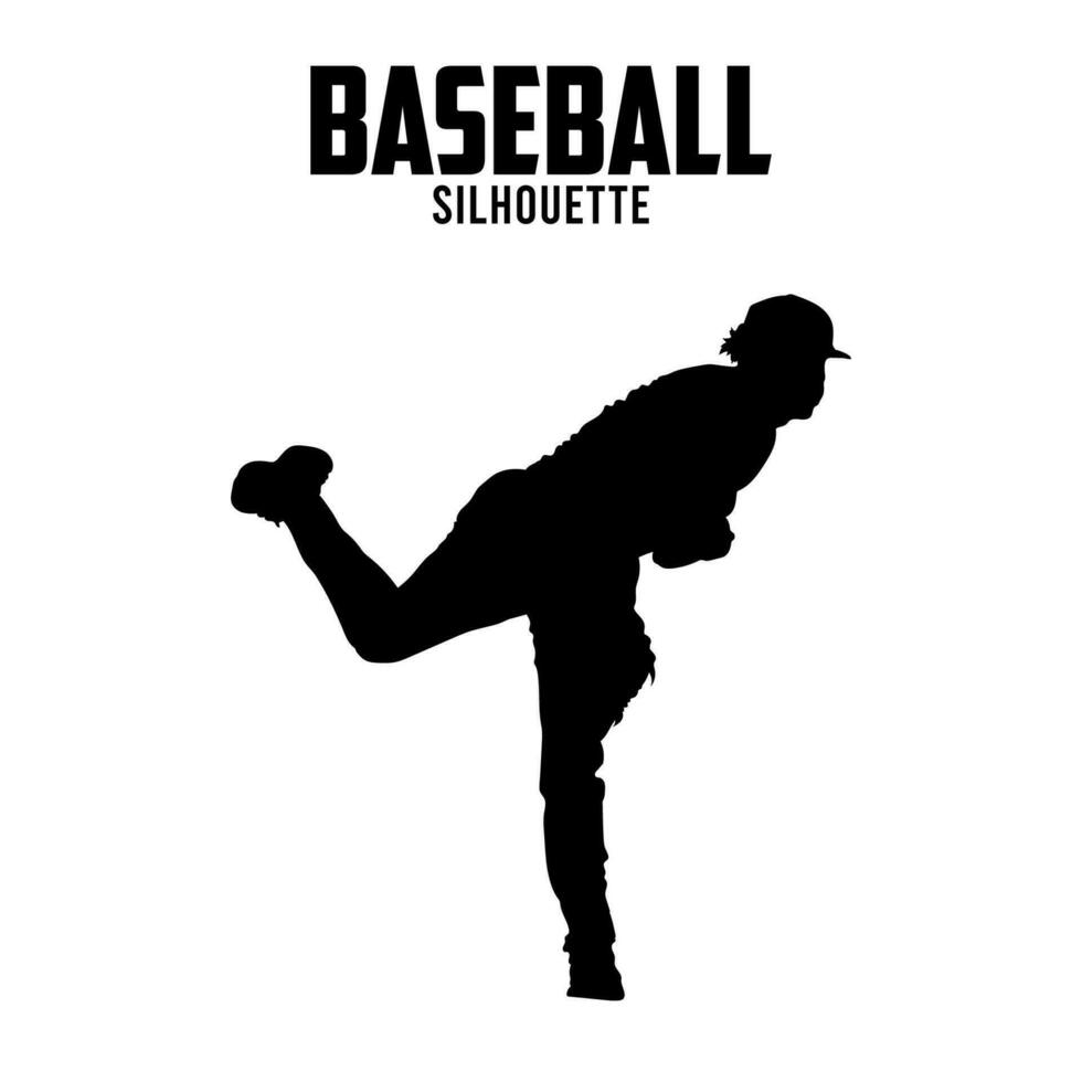 béisbol silueta vector valores ilustración béisbol jugador silhoutte 01