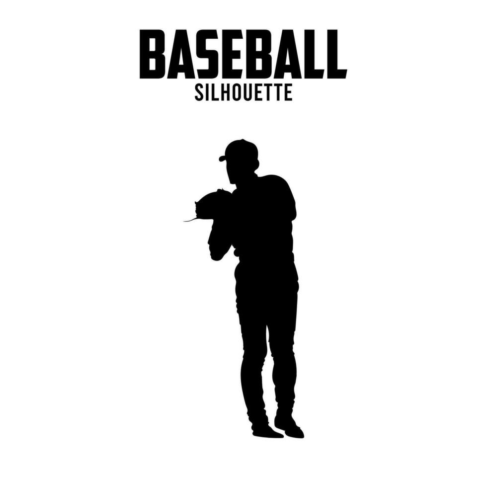 béisbol silueta vector valores ilustración béisbol jugador silhoutte 01