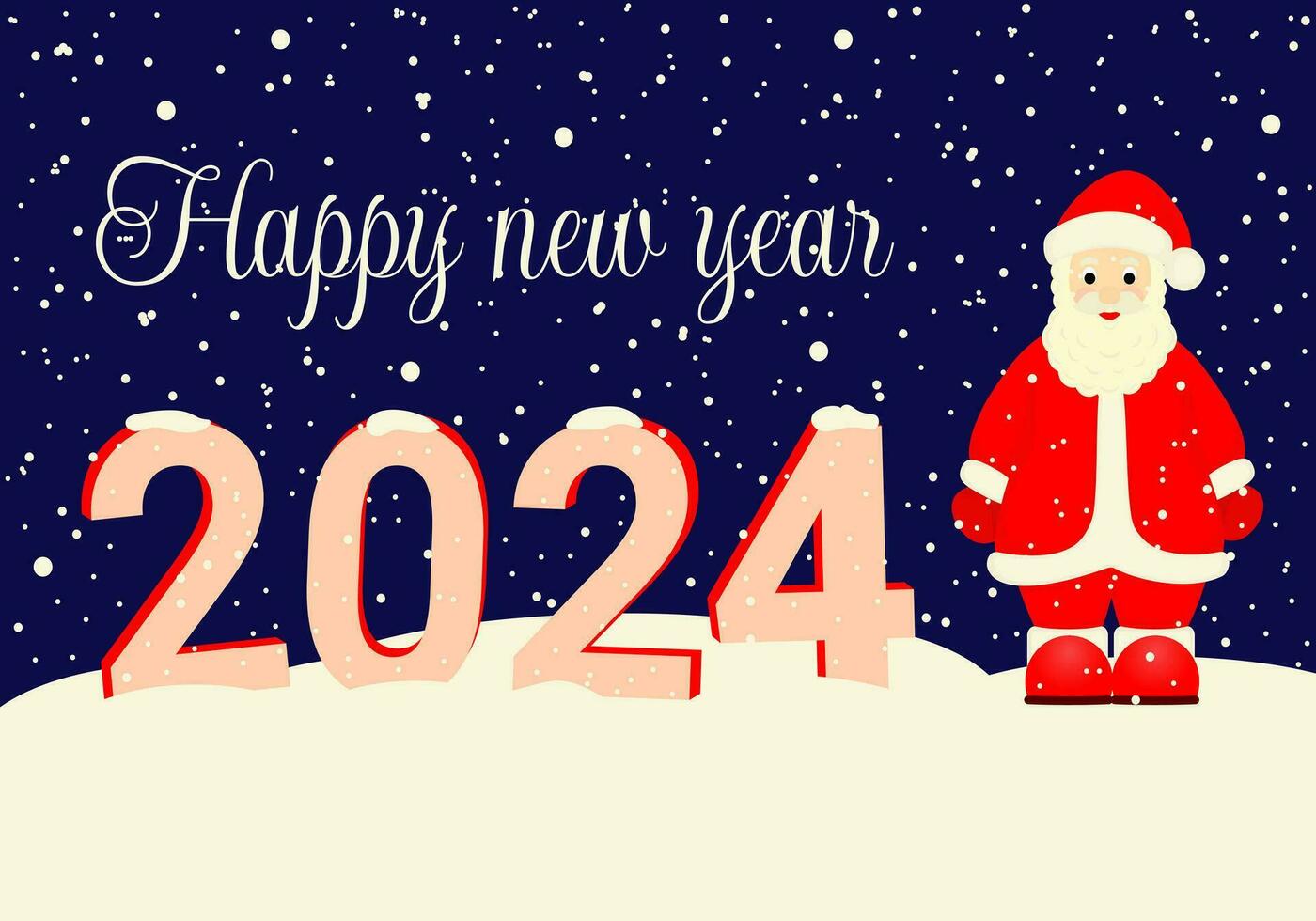 vector ilustración. modelo de un tarjeta postal para el nuevo año 2024 con Papa Noel claus