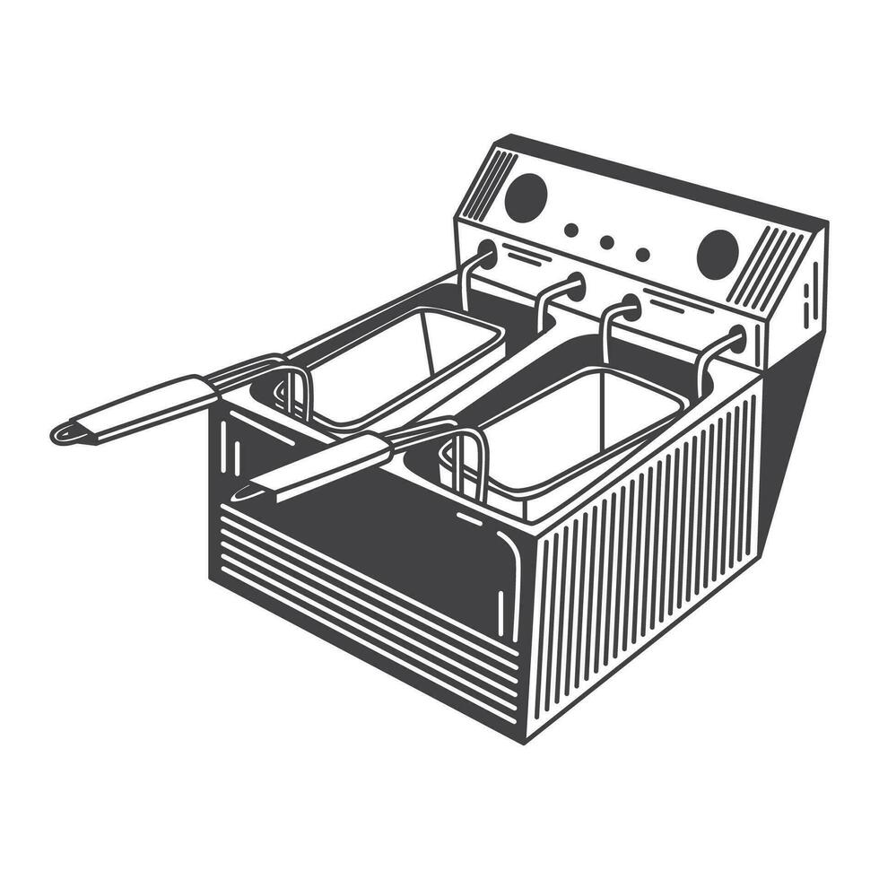 retro profundo freidora vector valores ilustración Clásico profundo freidora