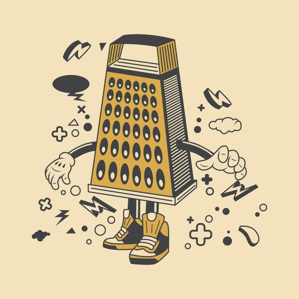 Retro Grater Cartoon Character Vector Stock Illustration