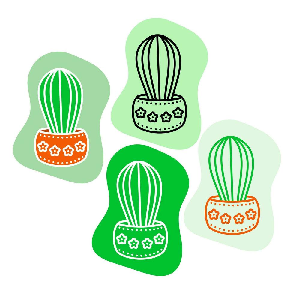 Potted flowers in a flat style. Succulent Icons. vector