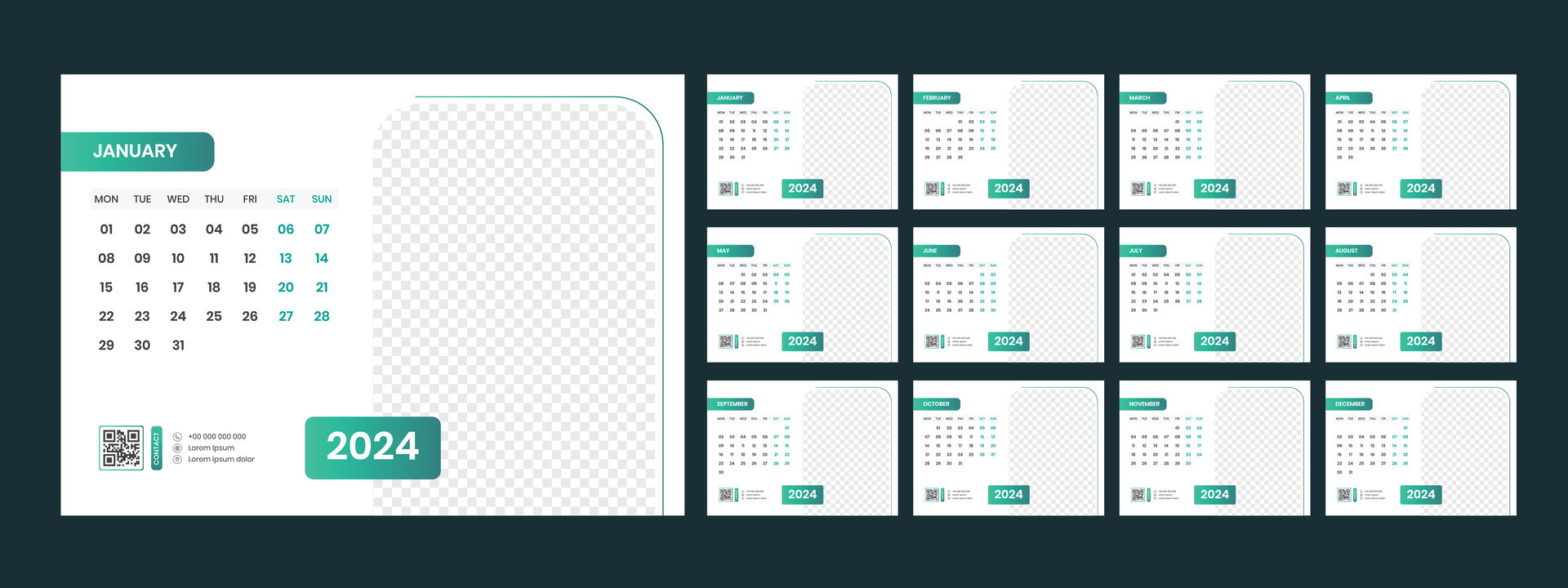 Calendar 2024 Planner Corporate Template Design Set Week Starts On calendar-2024-planner-corporate-template-design-set-week-starts-on
