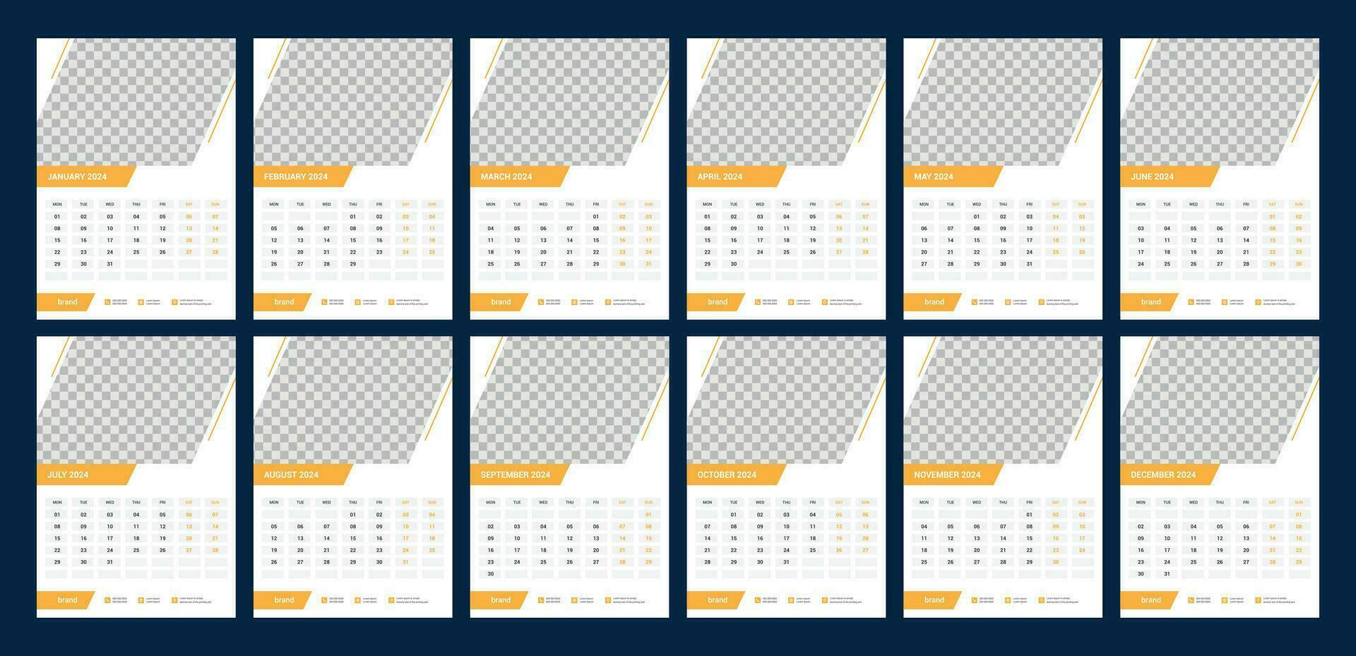 calendar, 2024, wall, calender, template vector