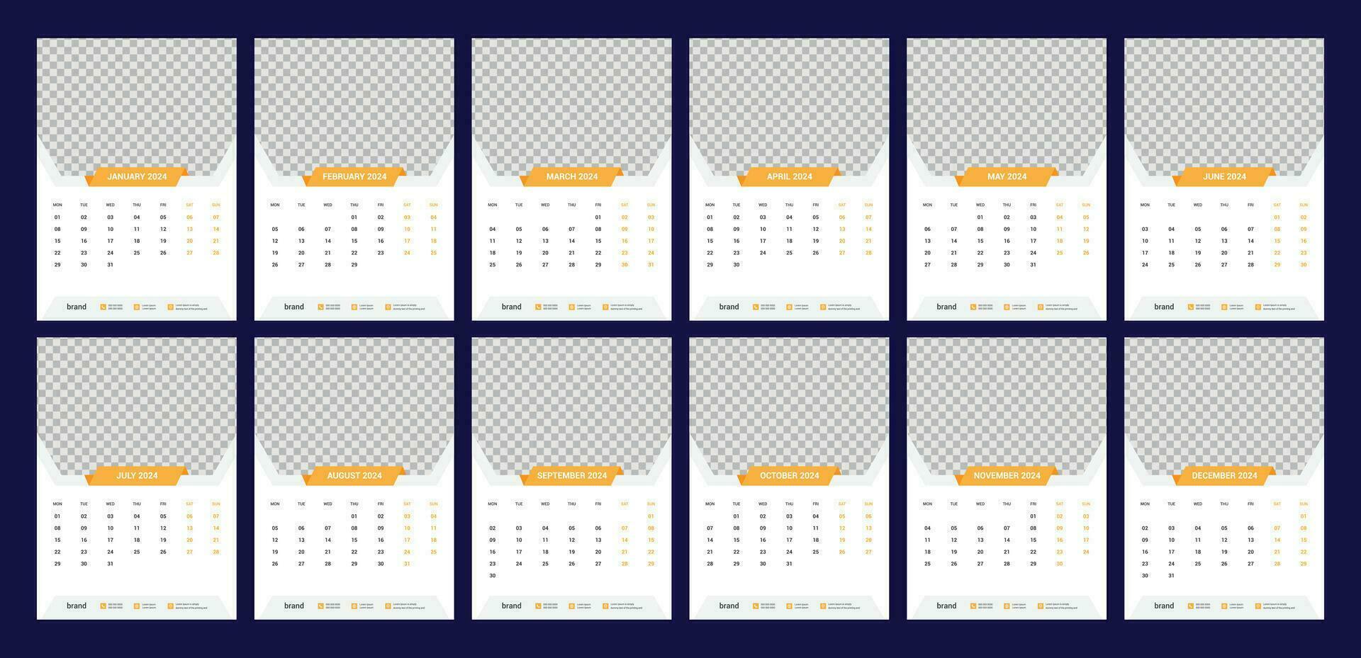 calendar, 2024, wall, calender, template vector