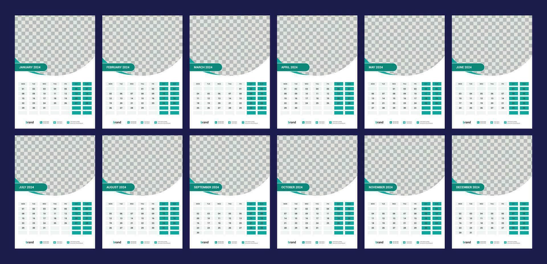 calendar, 2024, wall, calender, template vector