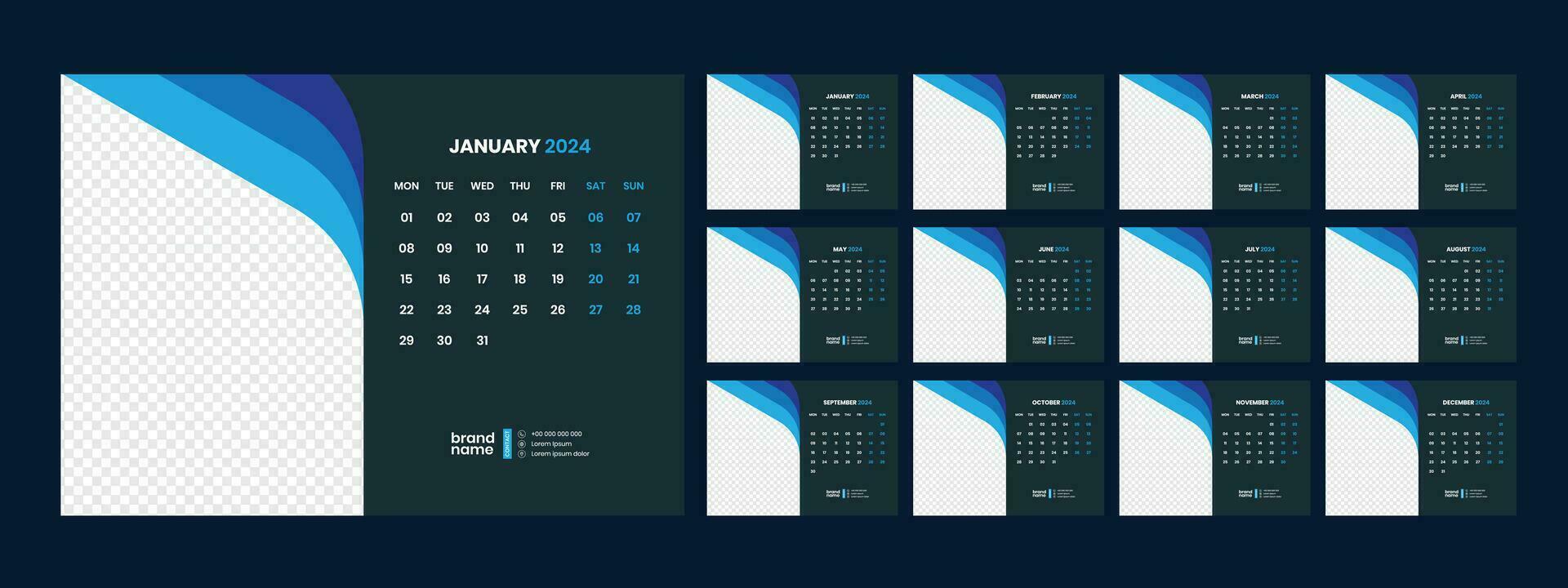 calendar, 2024, wall, calender, template vector