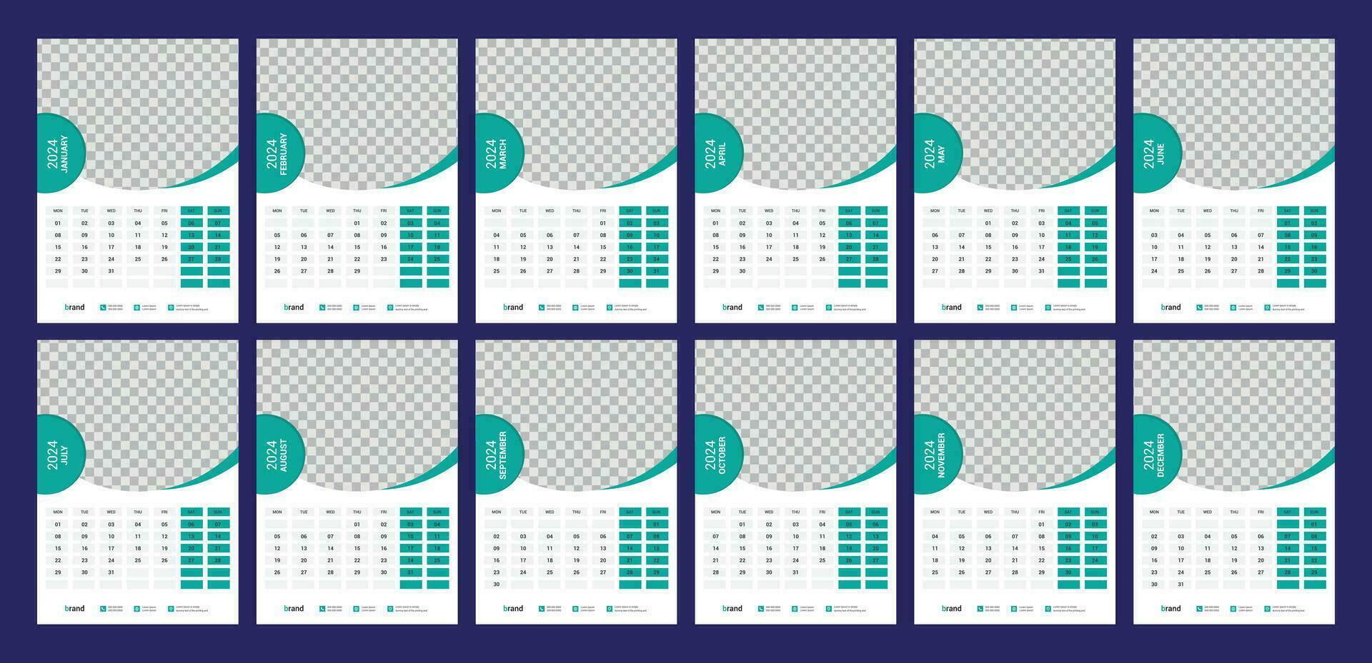 calendar, 2024, wall, calender, template vector