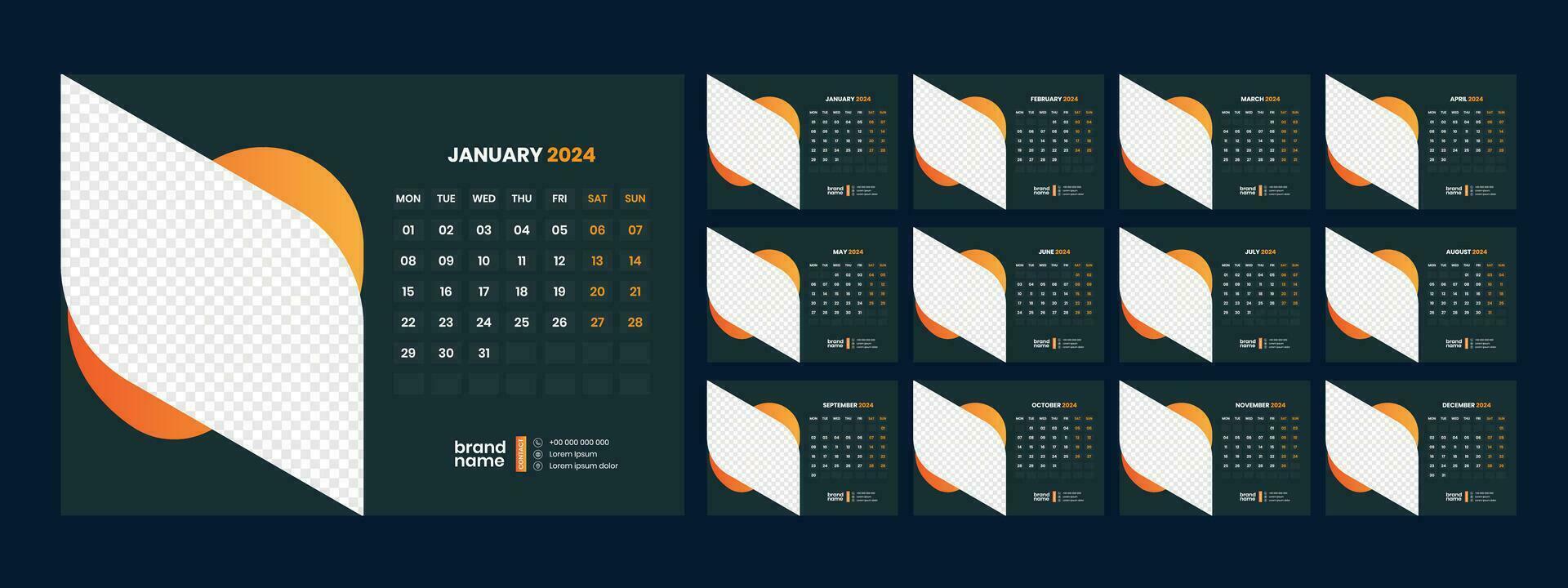 calendar, 2024, wall, calender, template vector