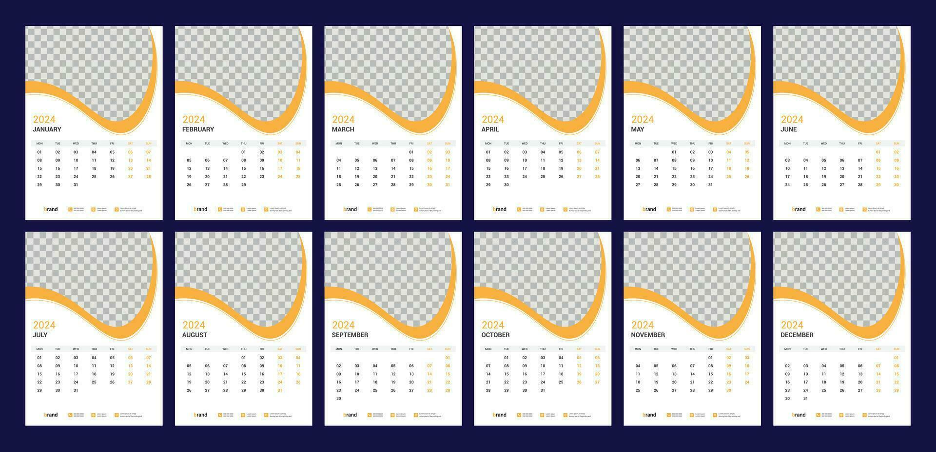 calendar, 2024, wall, calender, template vector