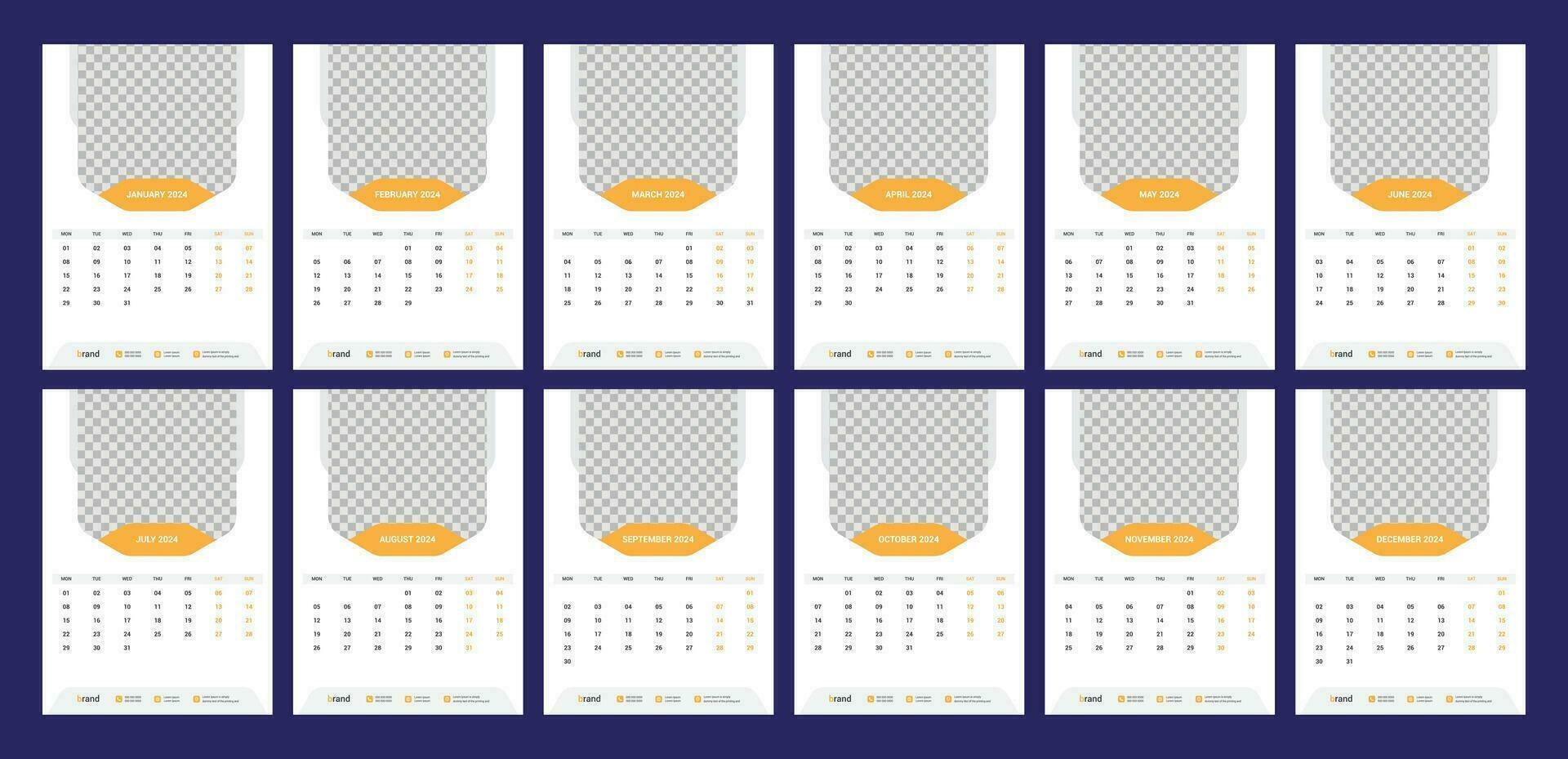 calendar, 2024, wall, calender, template vector