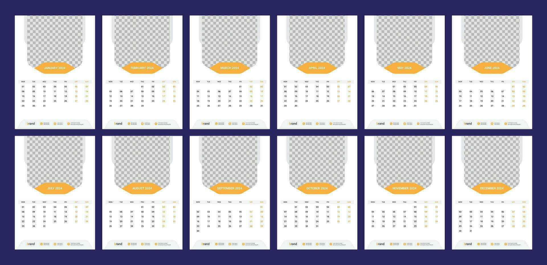 calendar, 2024, wall, calender, template vector