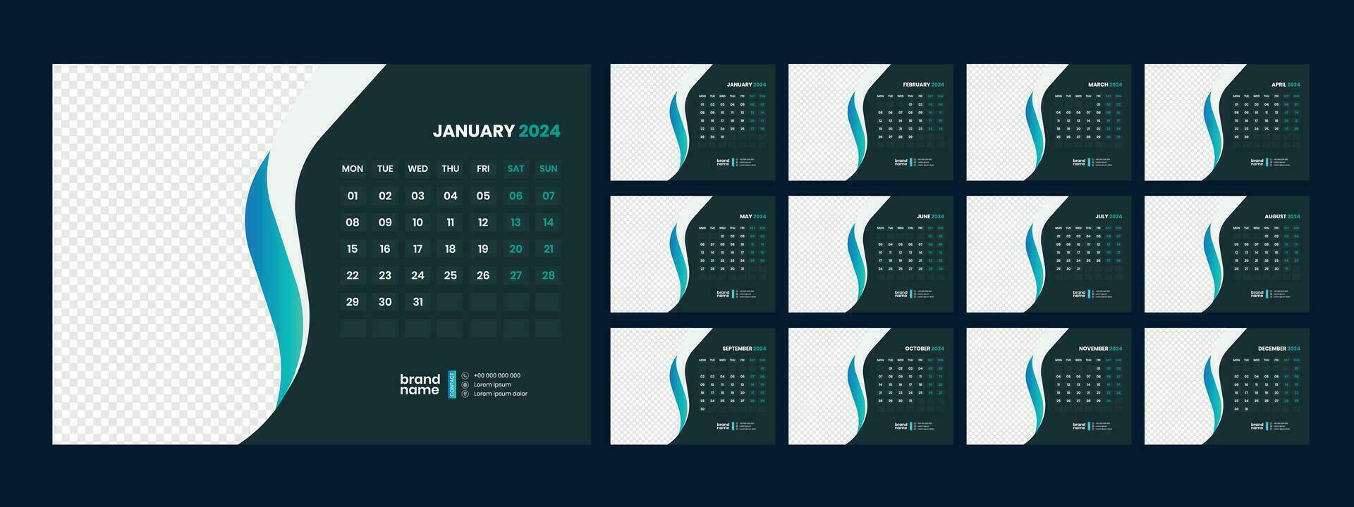 calendar, 2024, wall, calender, template vector