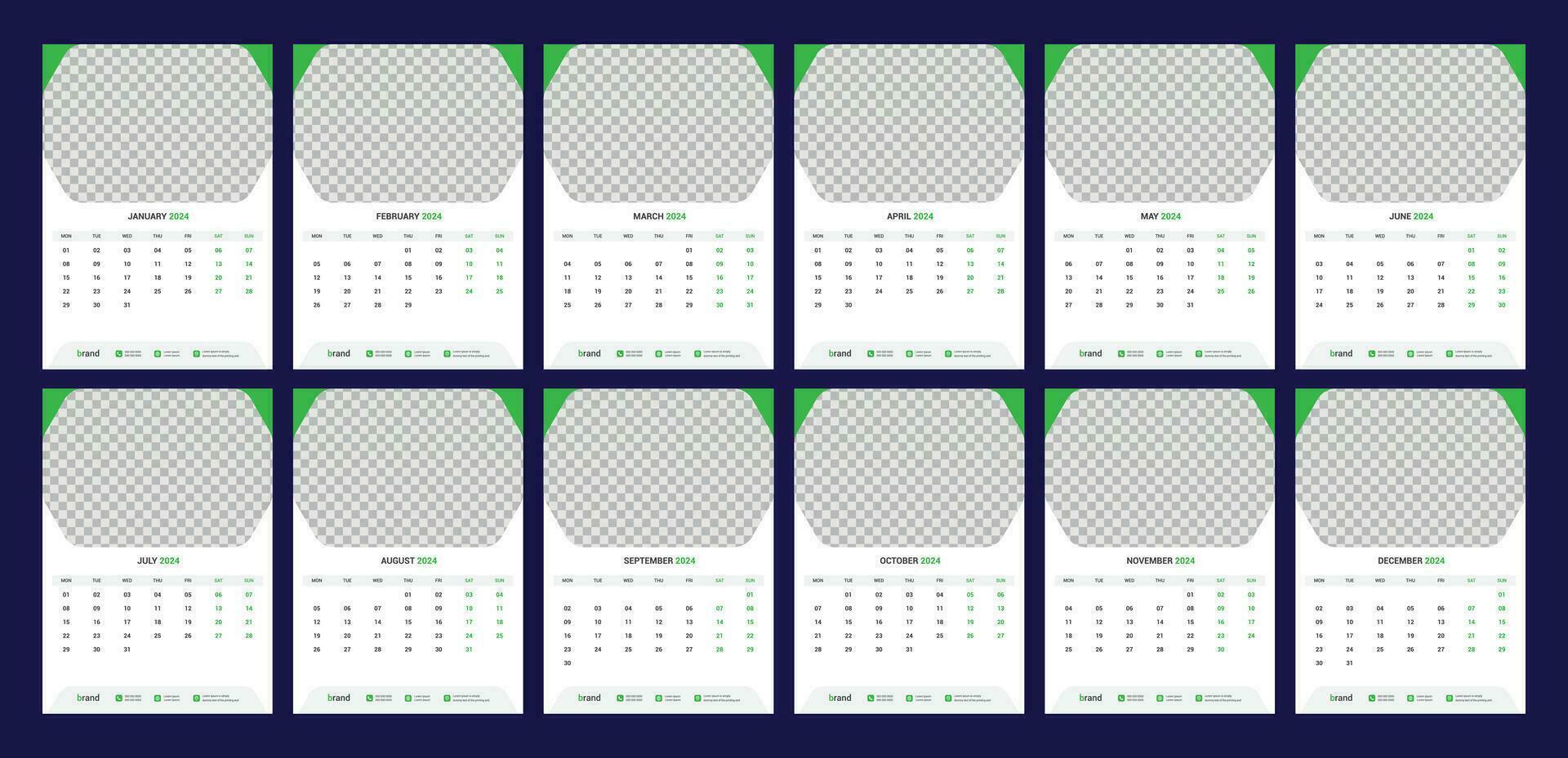 calendar, 2024, wall, calender, template vector