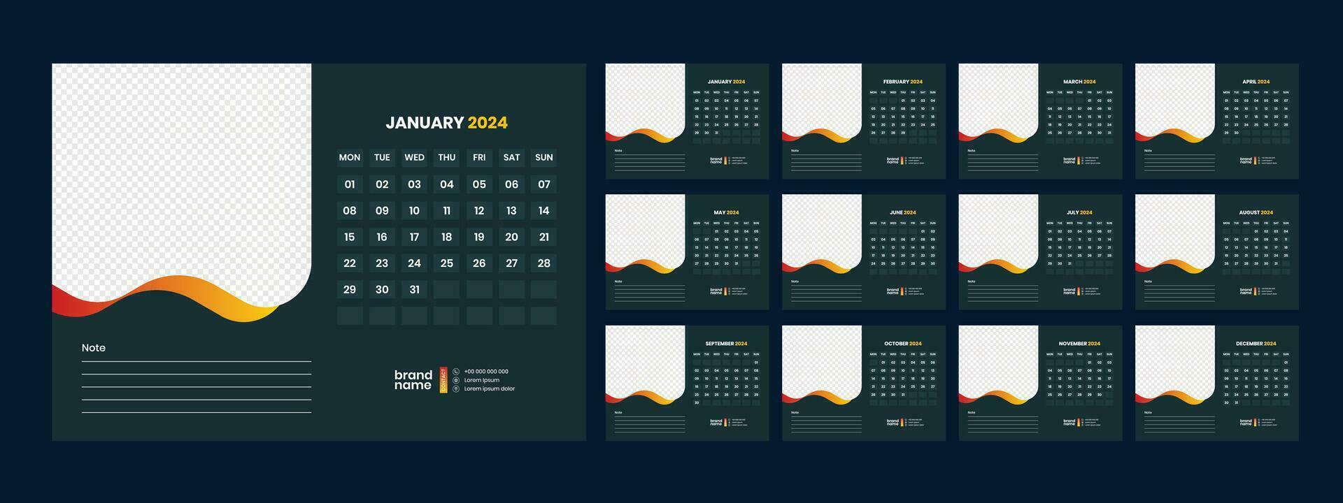 calendar, 2024, wall, calender, template vector