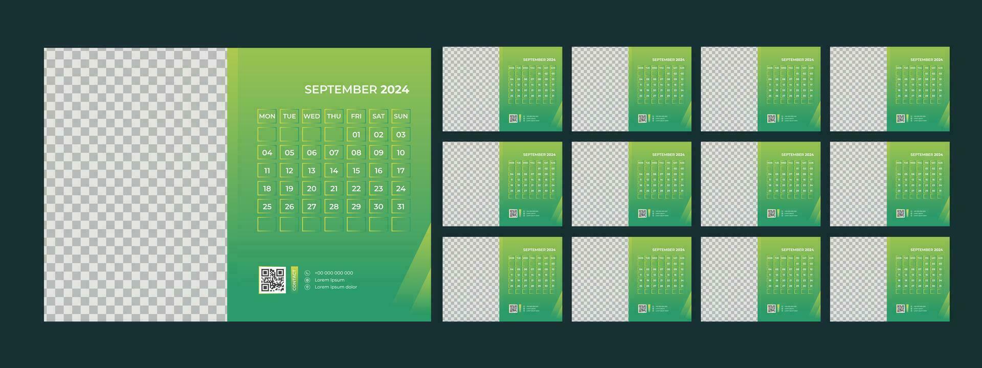 calendar, 2024, desk, template, design vector