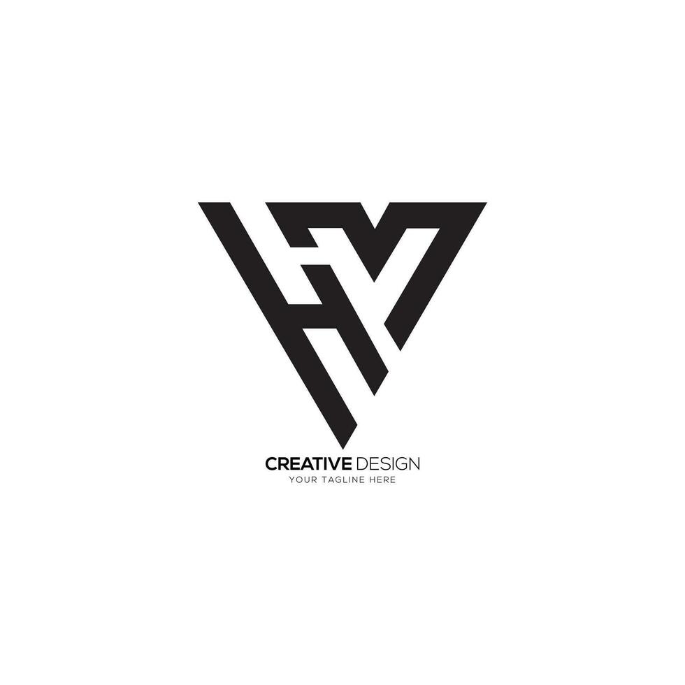 Letter h m v with modern triangle shape minimal monogram unique logo. H logo. M logo. V logo vector