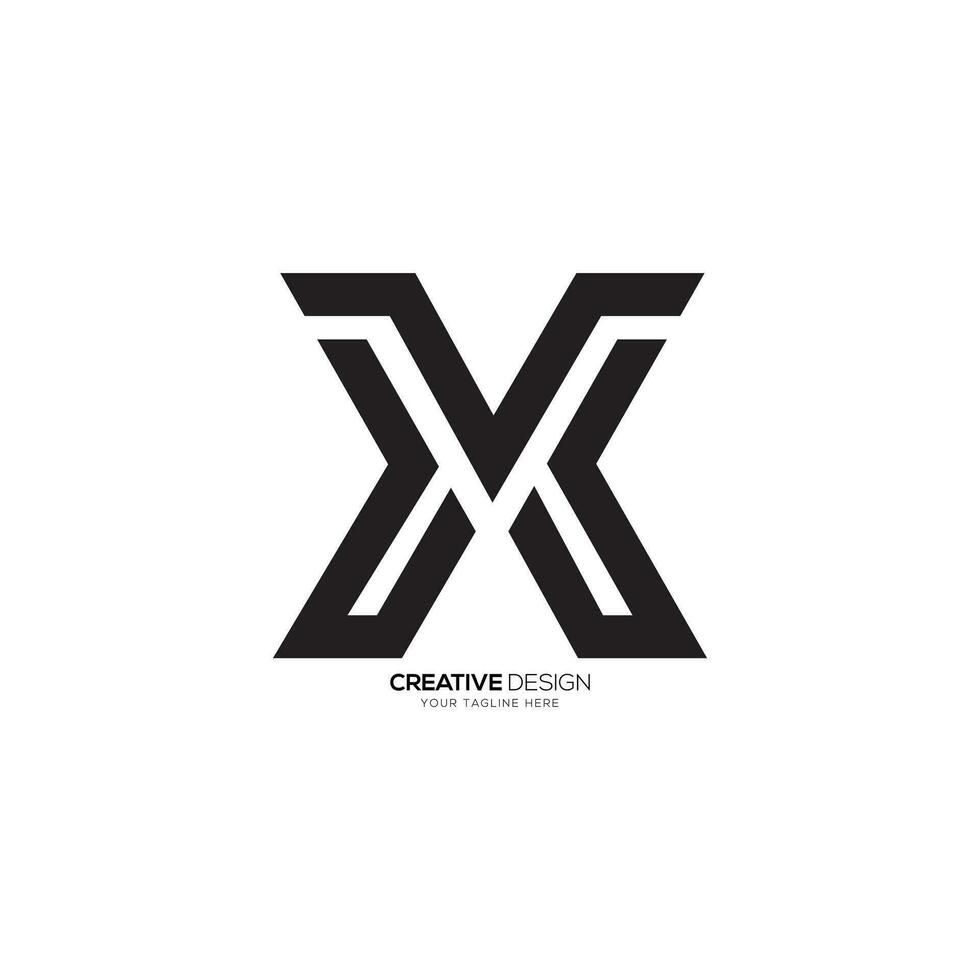 Modern unique shape line art letter VX or XV monogram creative flat logo. V logo. X logo vector