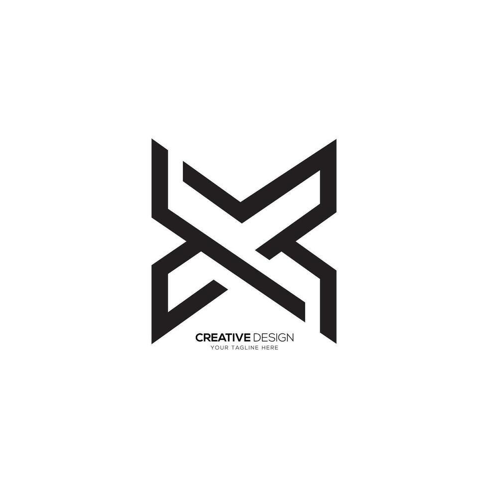 Modern shape letter m r x with line art unique monogram logo. M logo. X logo. R log vector