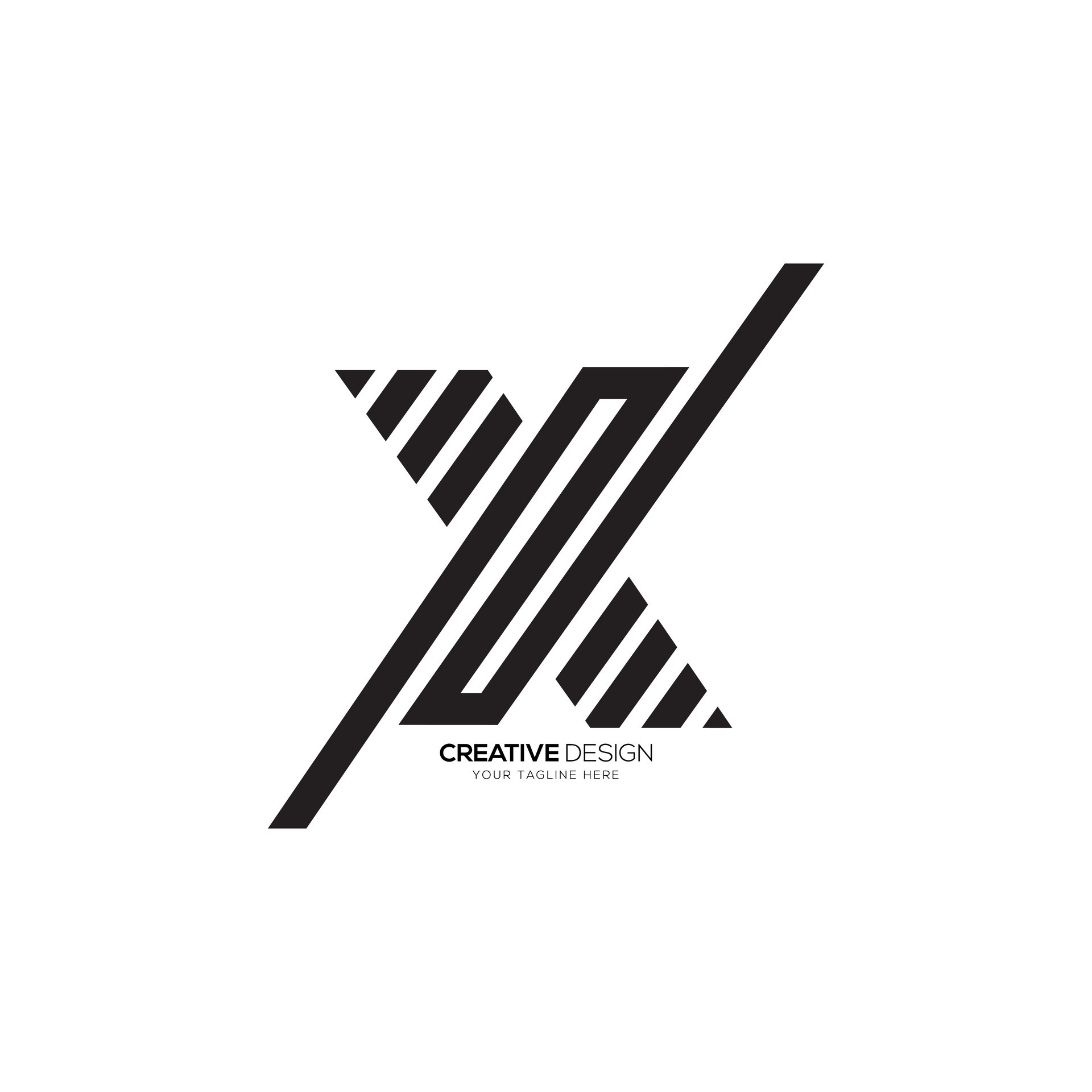 Modern minimal line shape letter ZX or XZ negative space monogram logo