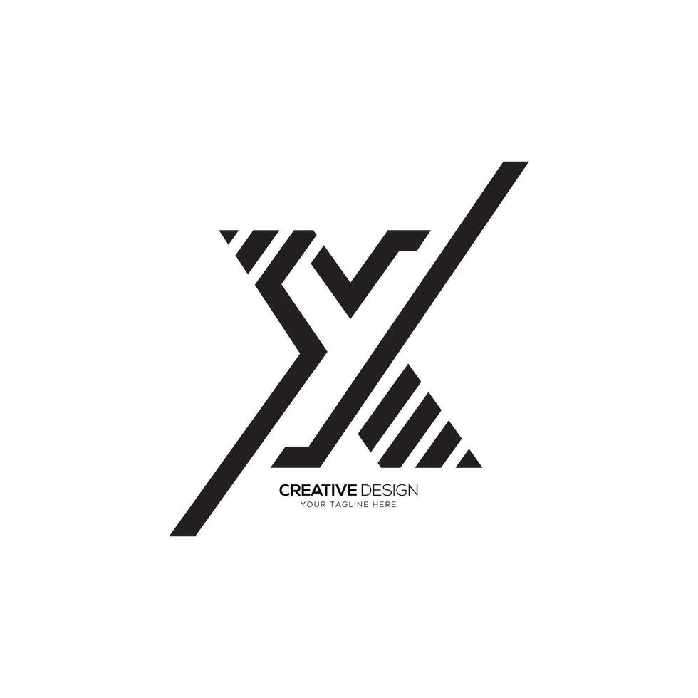 Line art letter XV or VX creative minimal unique modern monogram logo. VX logo. XV logo vector