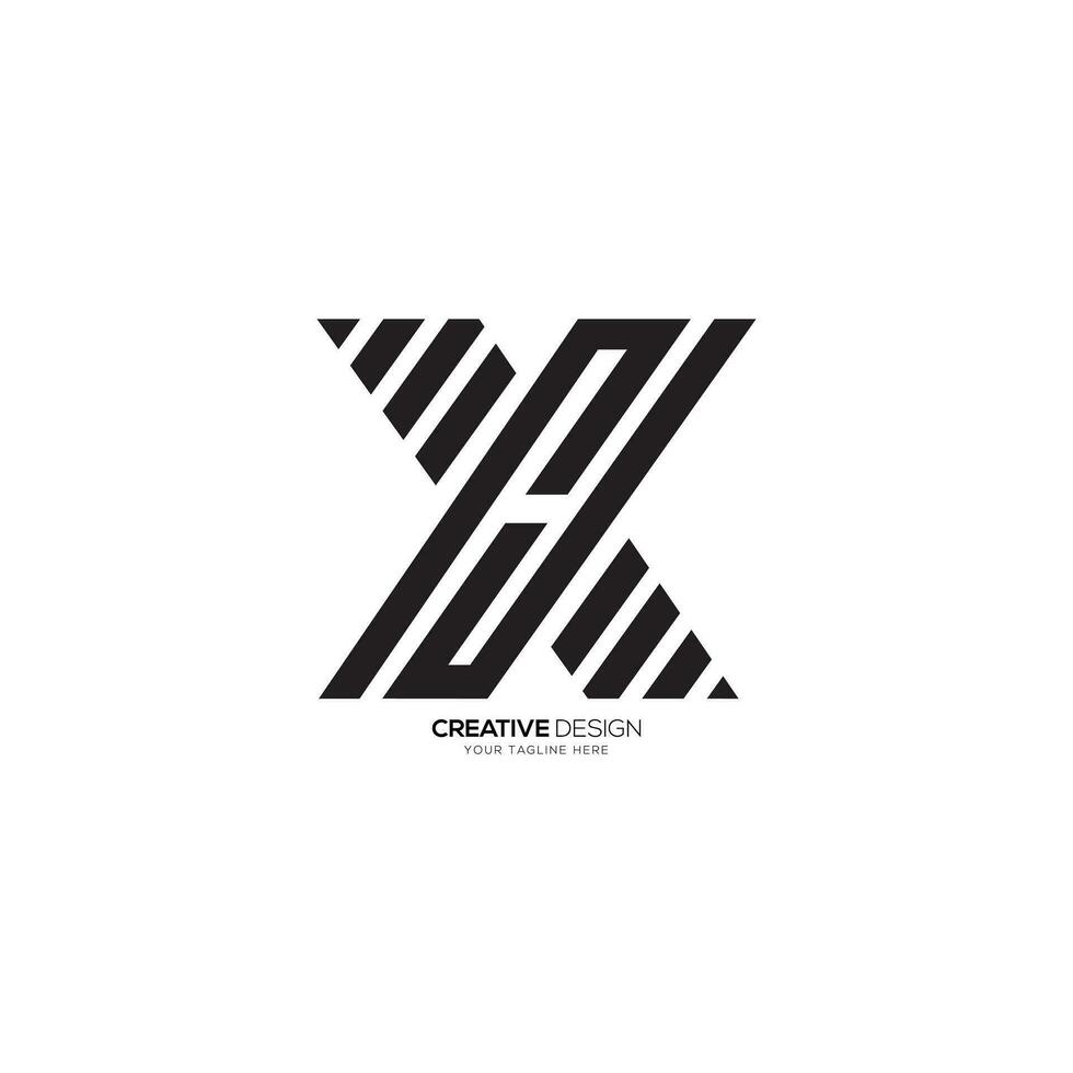 Modern minimal line shape letter HX or XH negative space monogram logo. HX logo. XH logo vector
