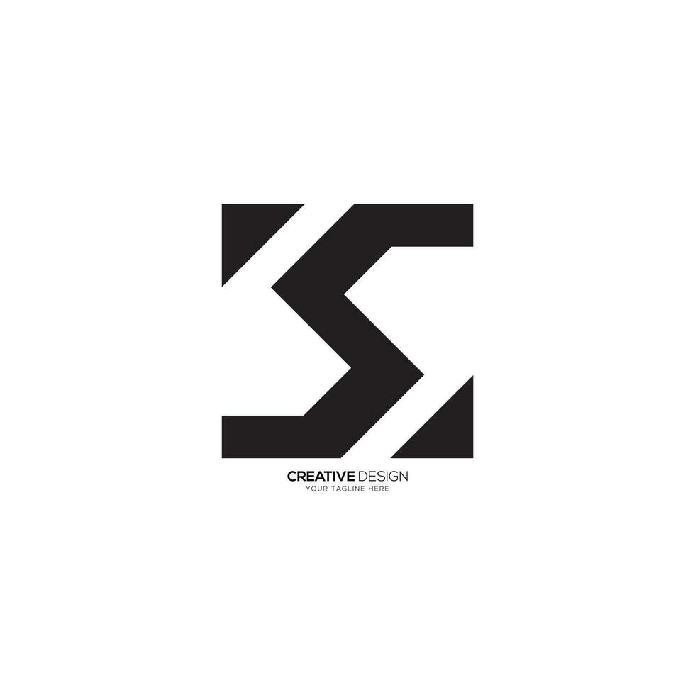 Rectangular shape letter S modern unique monogram logo. S logo vector