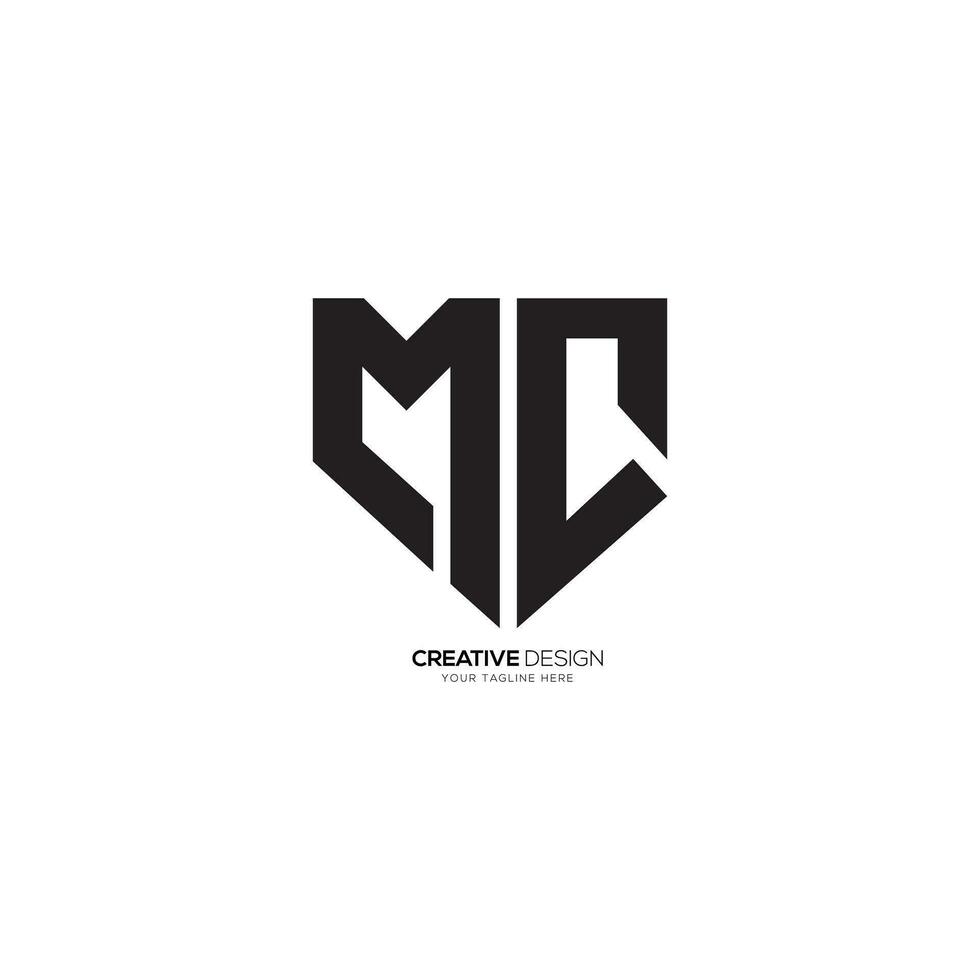 Letter MC with shield shape cyber security business monogram logo. CM logo. MC logo vector