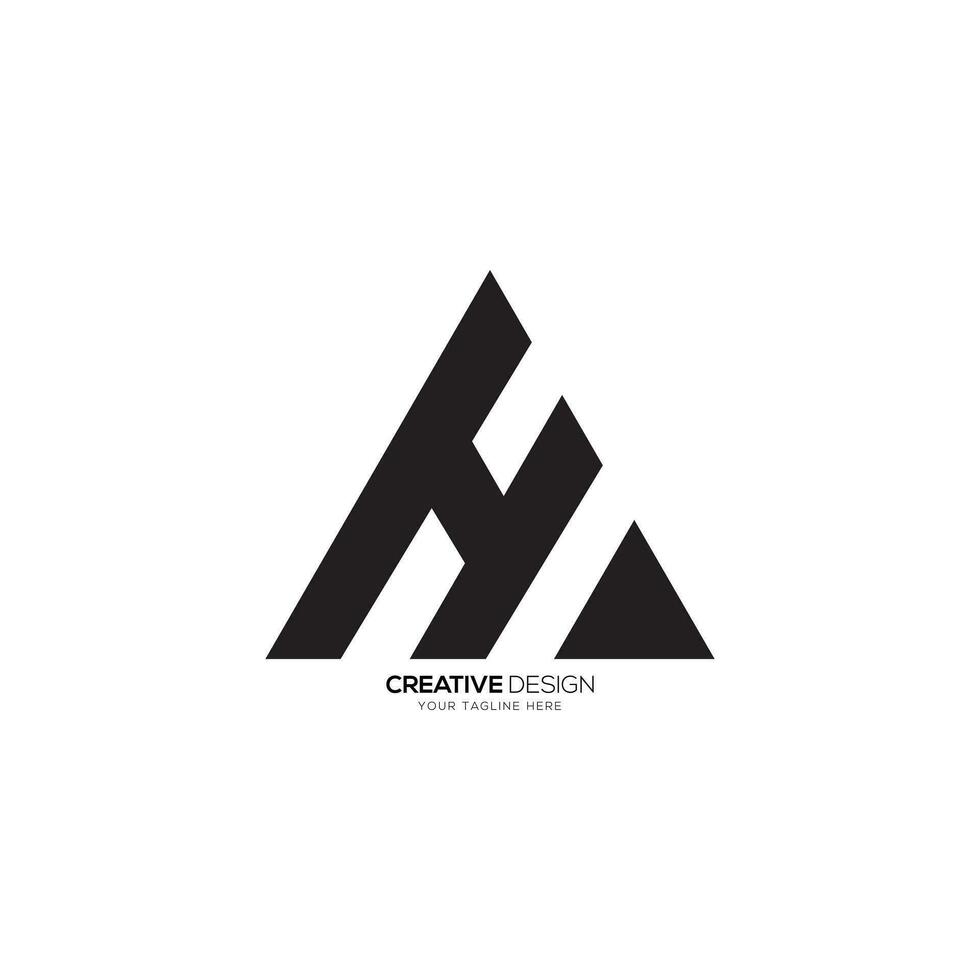 Modern unique triangle letter AH or HA monogram flat logo. H logo. A logo vector