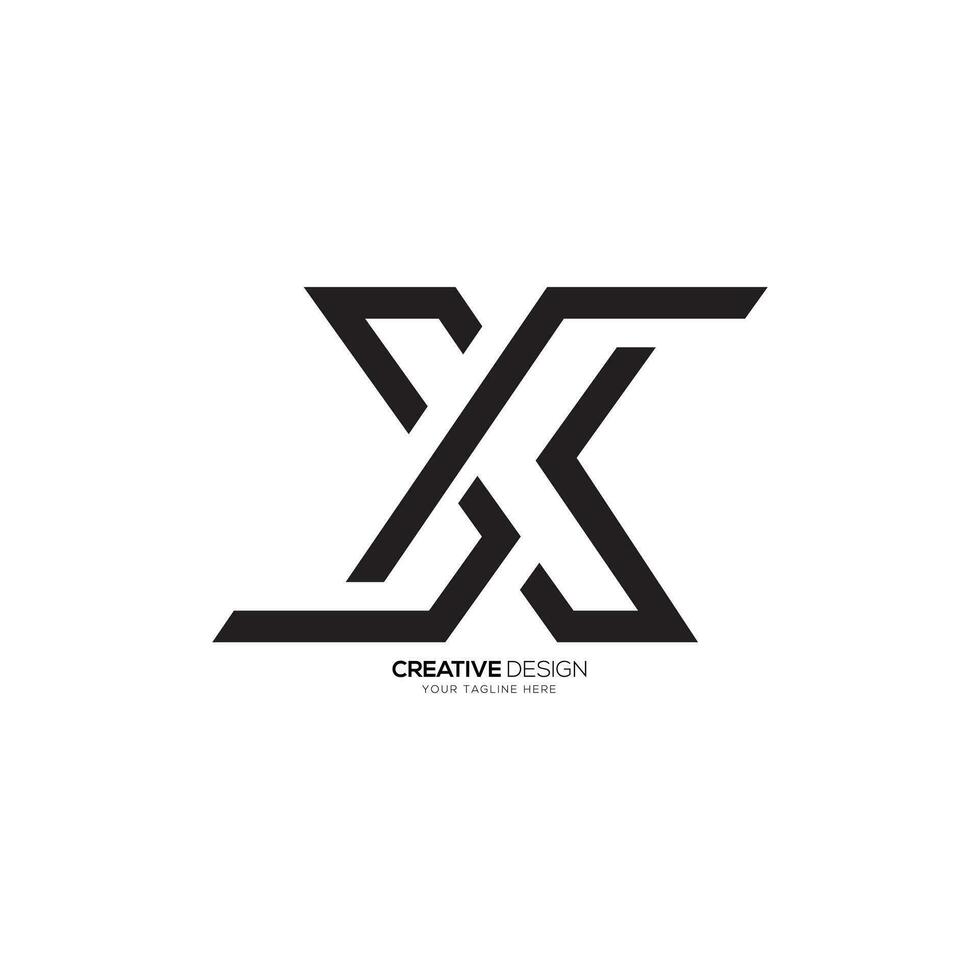 Line art modern letter X creative unique typography branding monogram logo. X logo vector