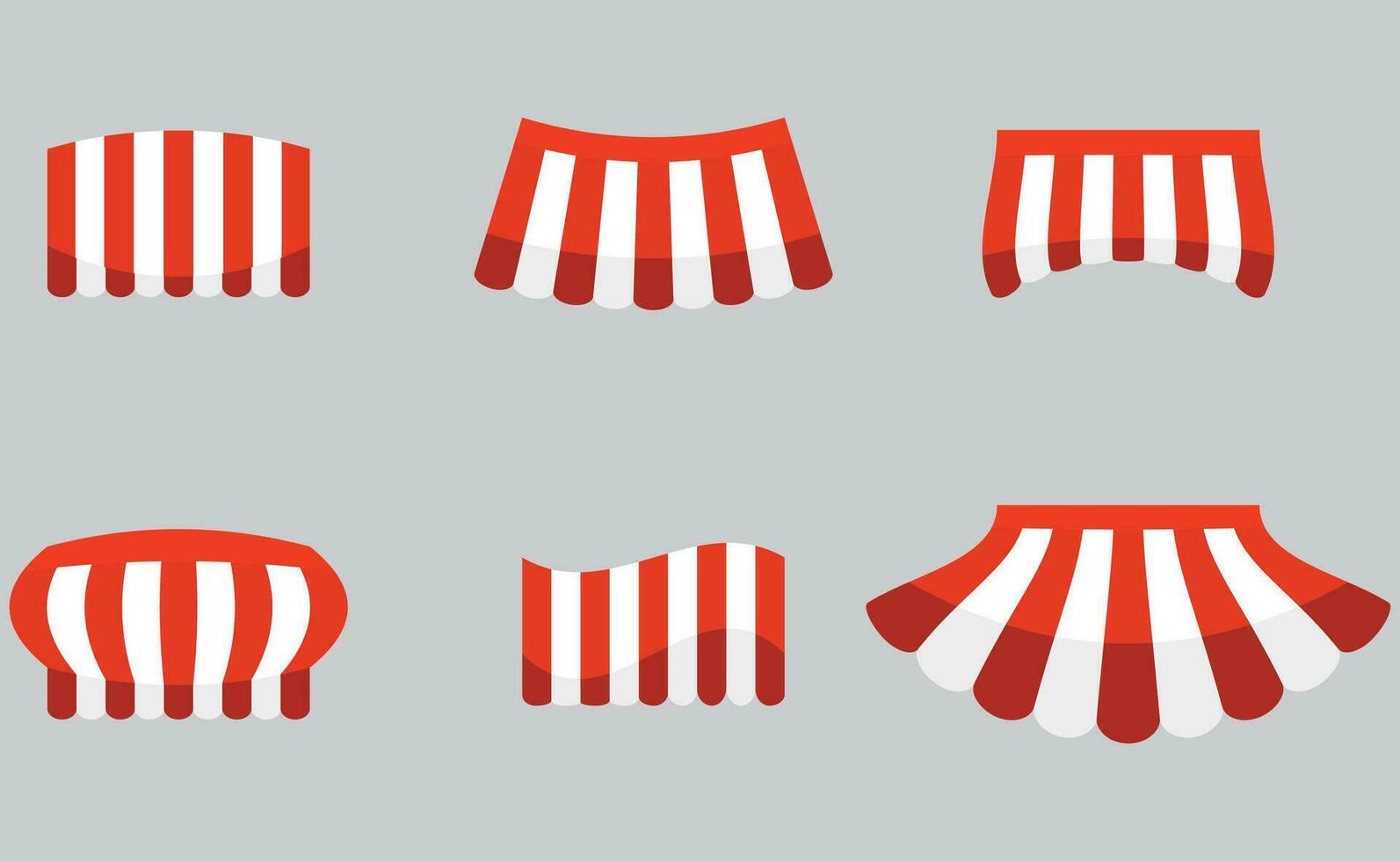 Canopy awning striped store set vector