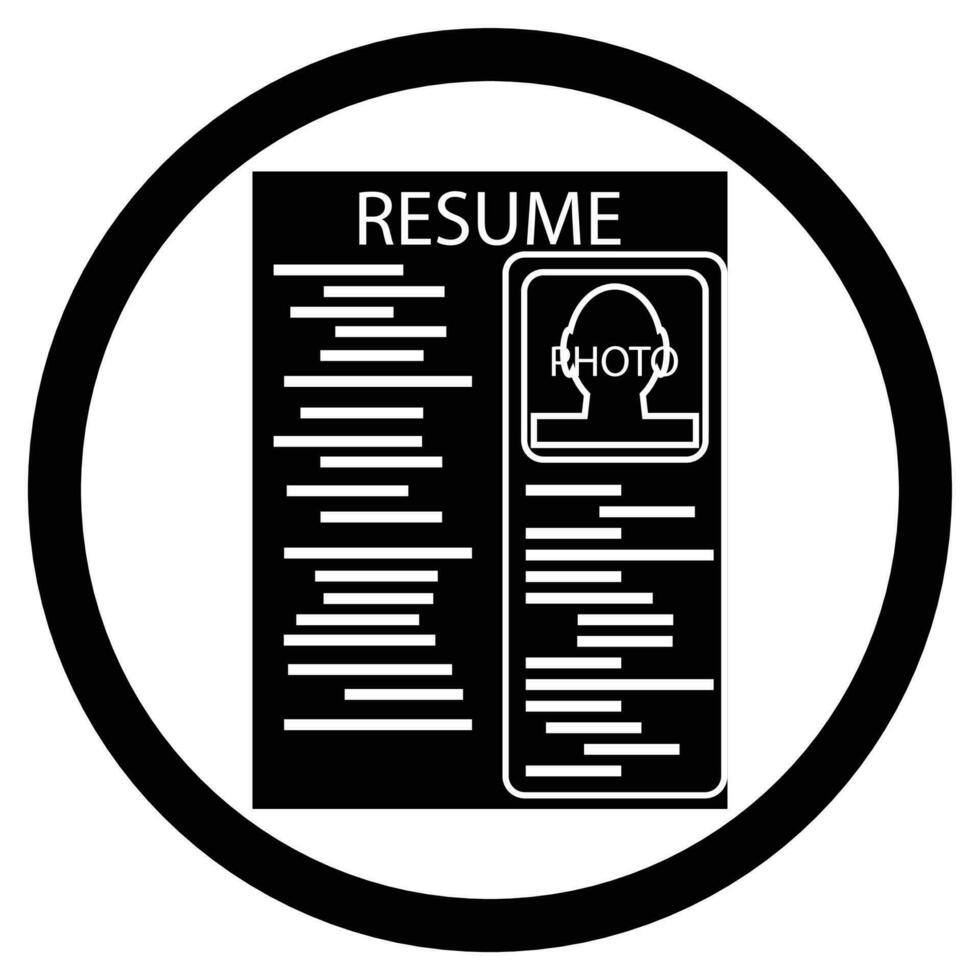 Resume black white icon vector