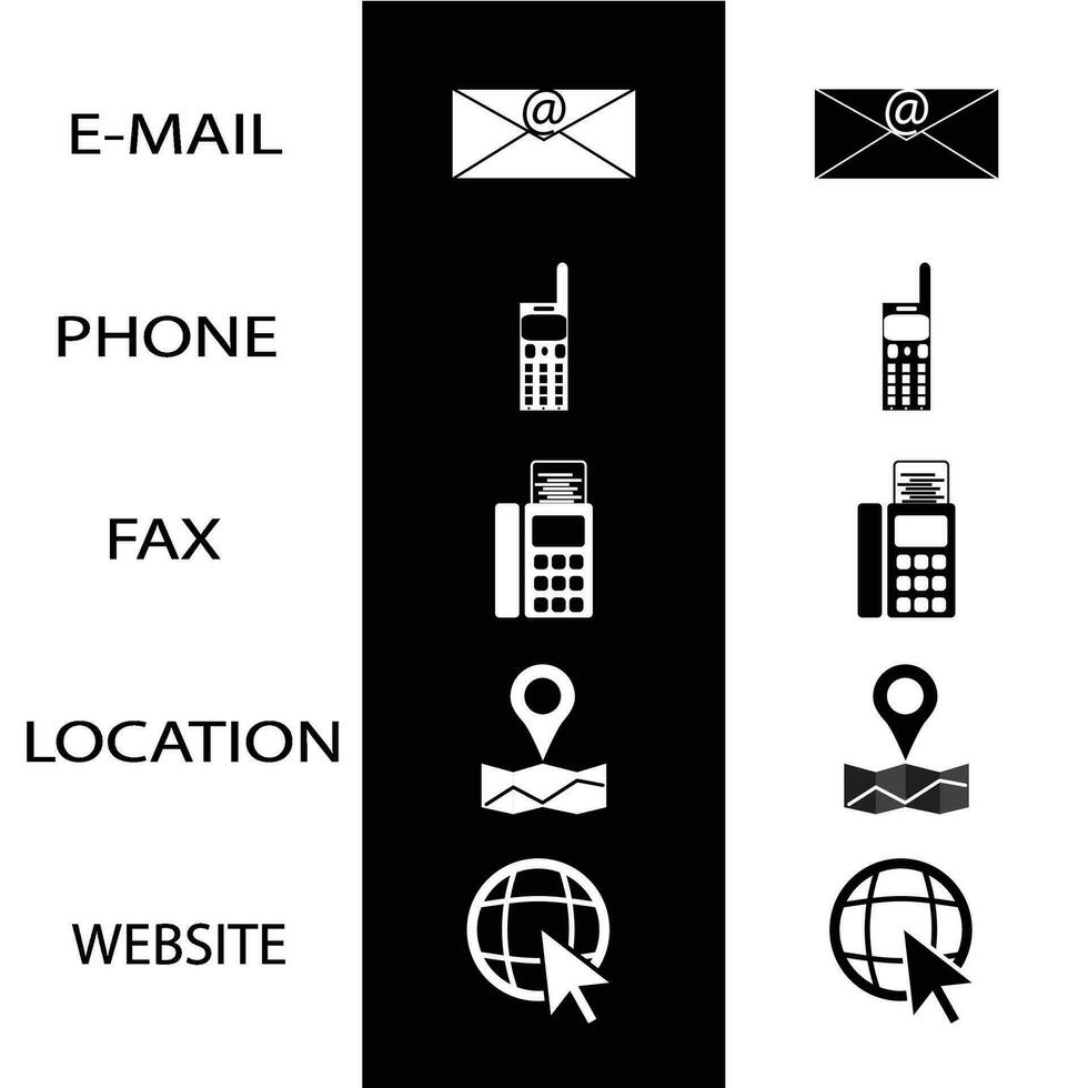 Icons conctact for business card phone fax and website vector