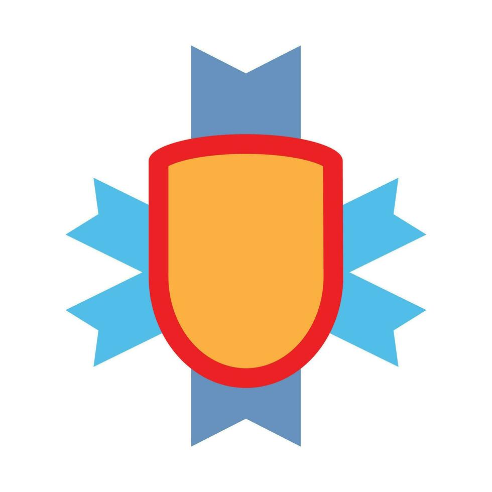 Shield badge with flat ribbon vector. Banner of template for web label shield illustration vector