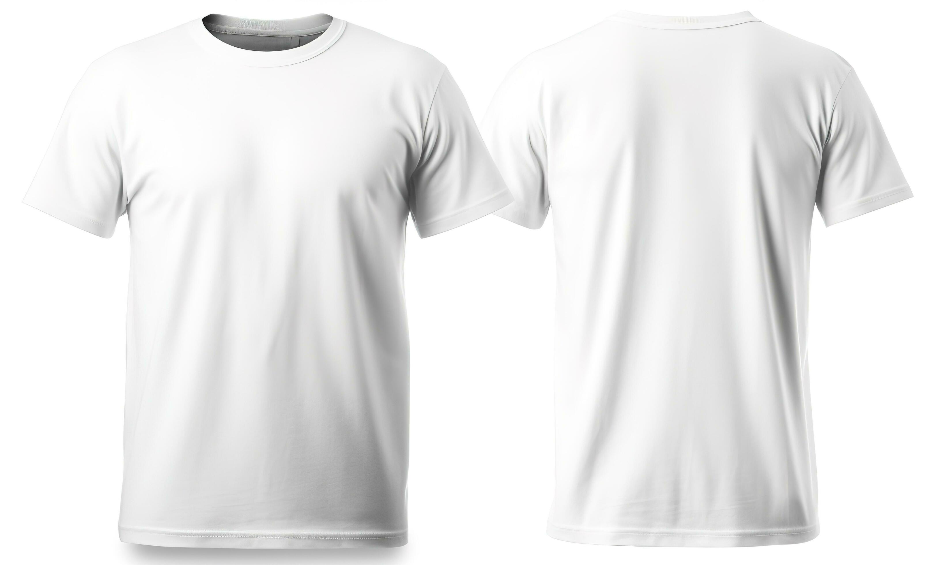 Men white blank T shirt, template, from two sides, isolated on white ...