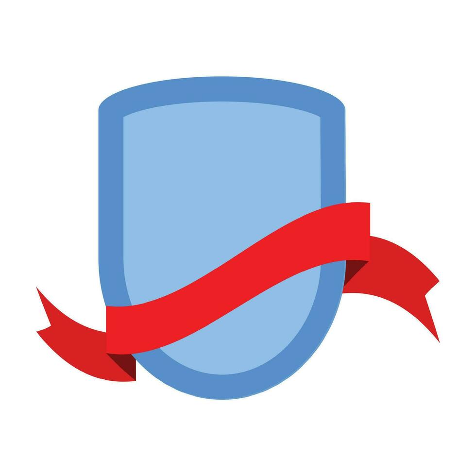 Shield and ribbon retro style. Special empty sticker colored. Vector illustration
