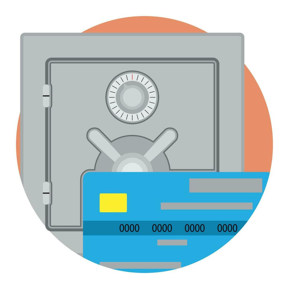 Safe money on credit card icon vector. Business finance security illustration vector