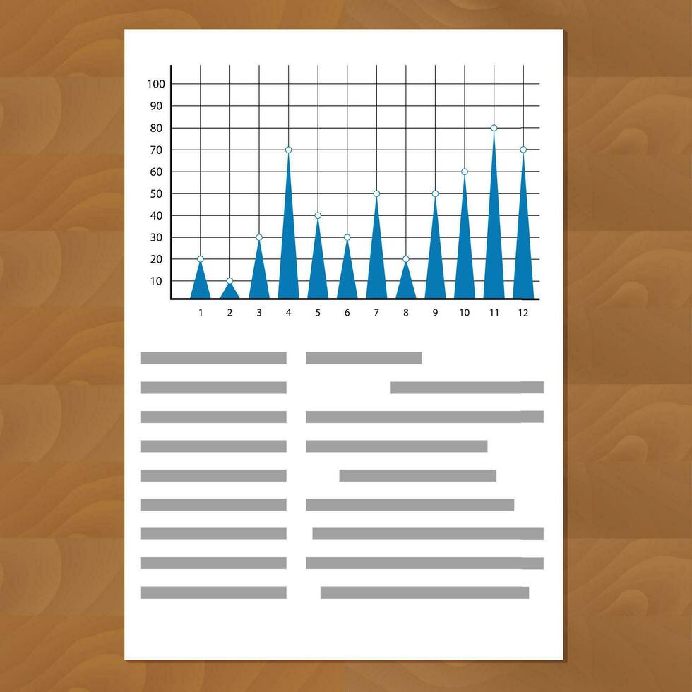 Annual report, triangular diagrams. Document with data statistic, file with infochart finance infomation. Vector illustration