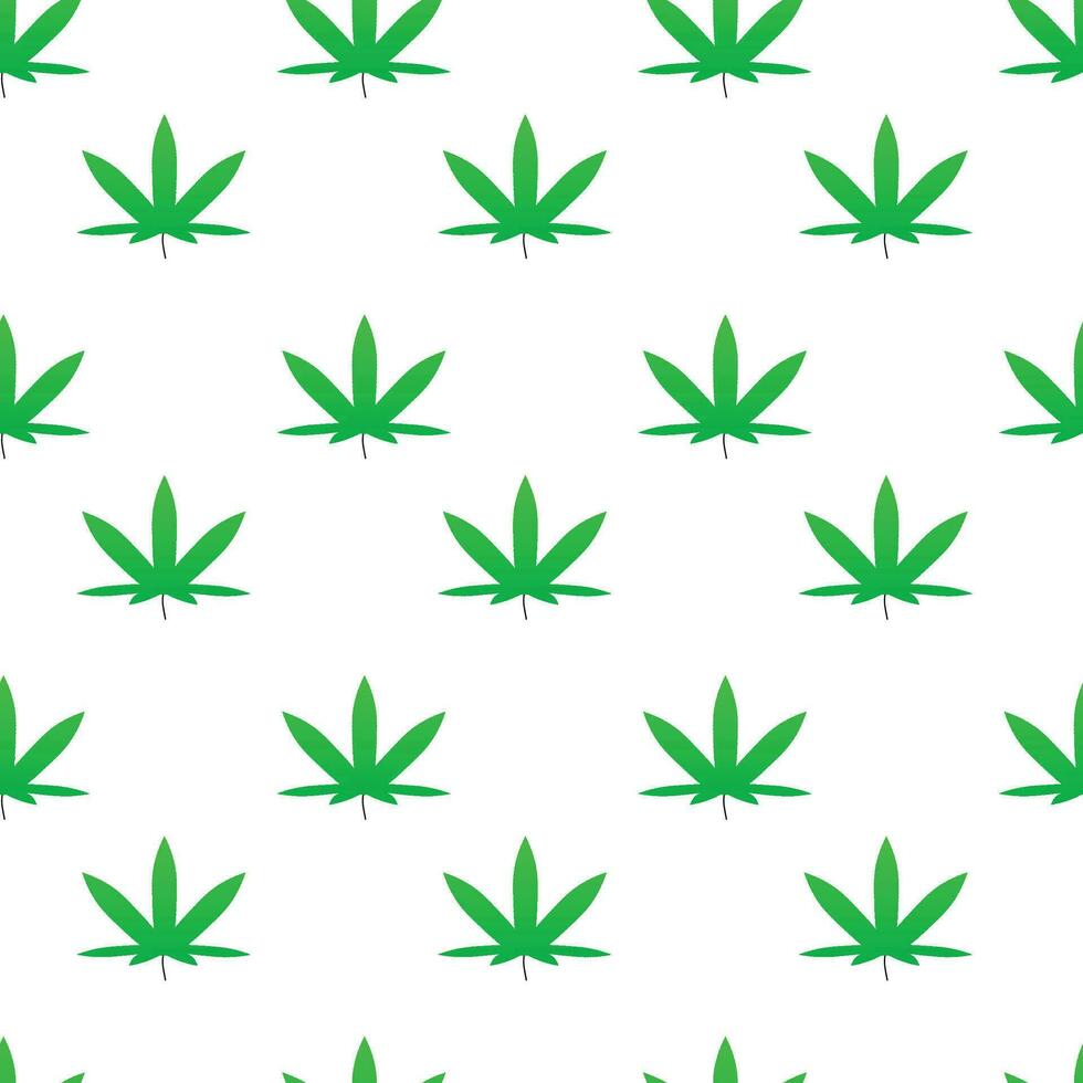 Green weed cannabis leaf pattern. Drugs medical marijuana, cannabis plant seamless background. Vector illustration