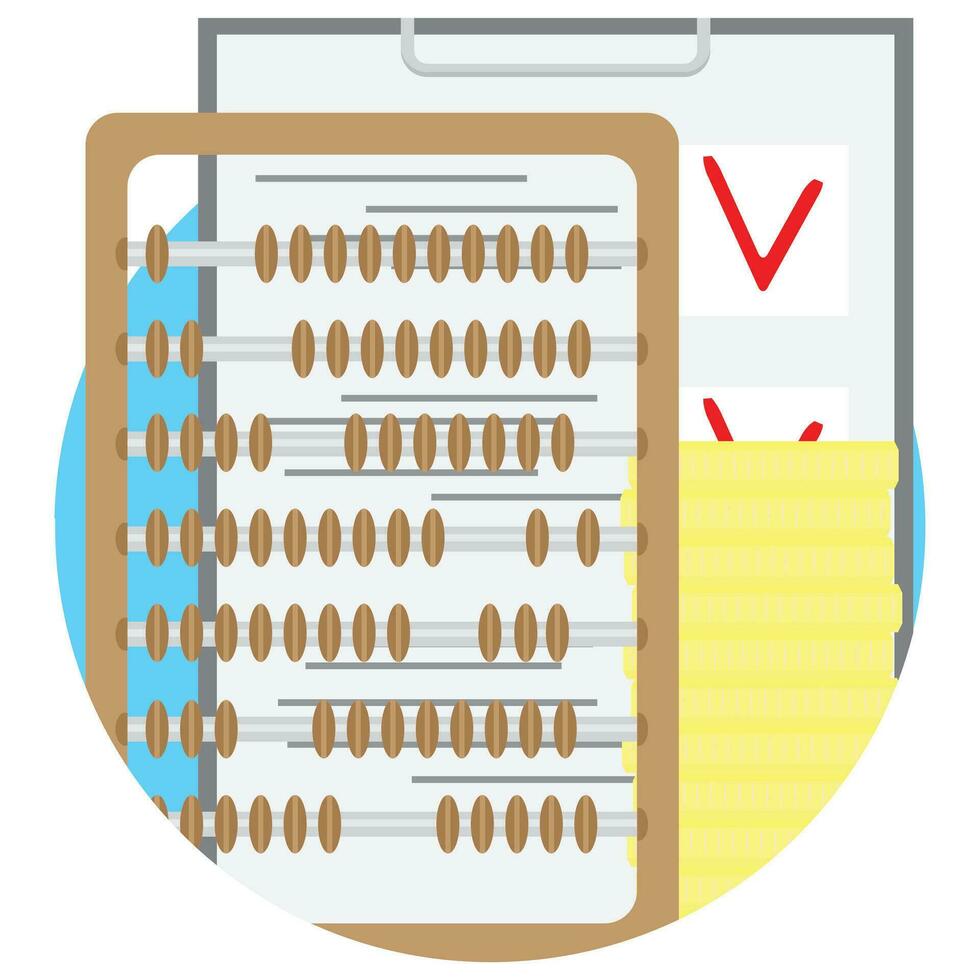 Checking budget vector icon flat. Balance counting, golden financial illustration