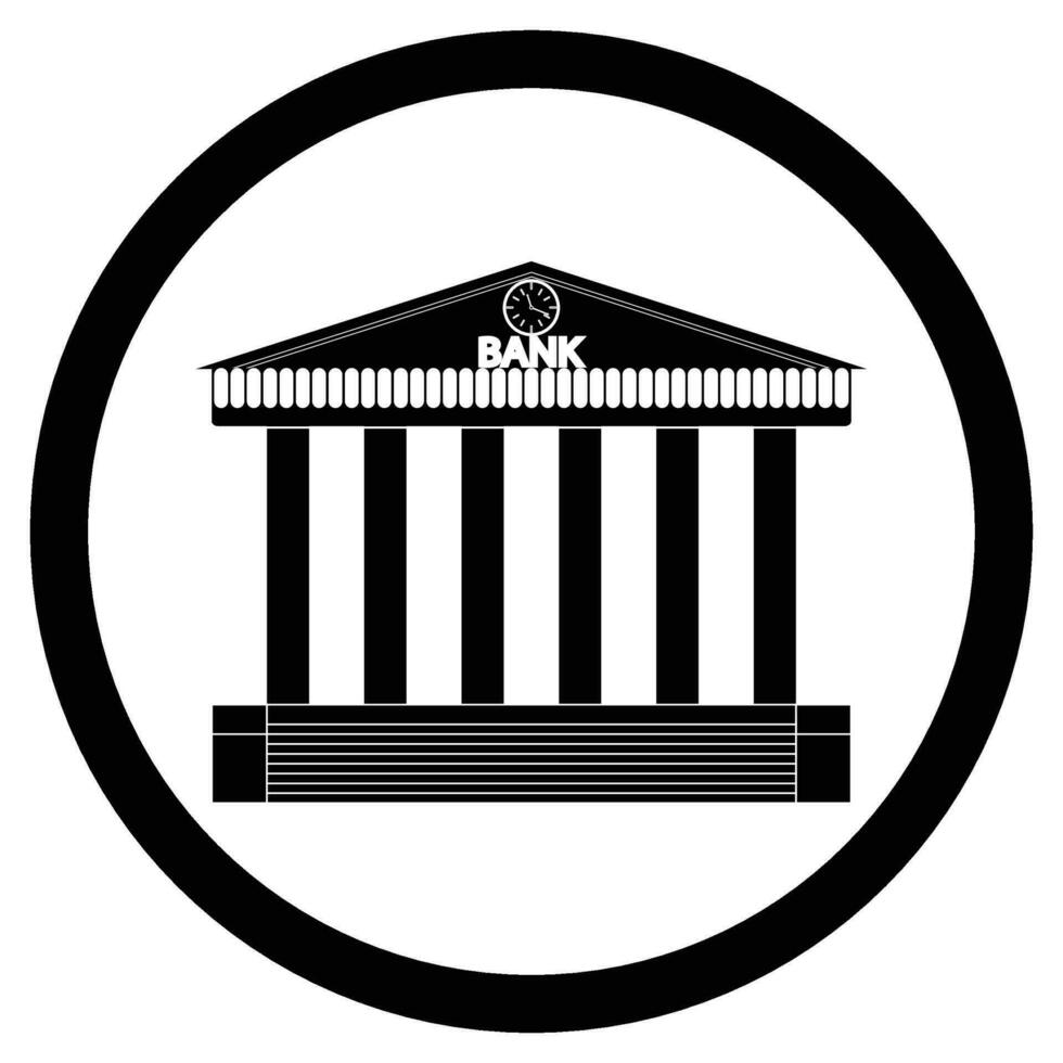 banco edificio negro silueta icono vector