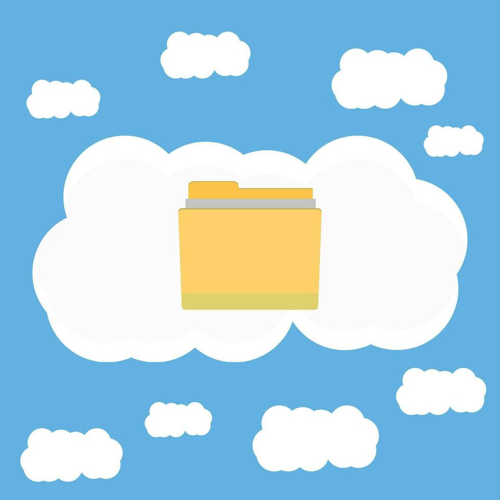 Cloud data in sky. Cloud computing and cloud security with big data, vector illustraton