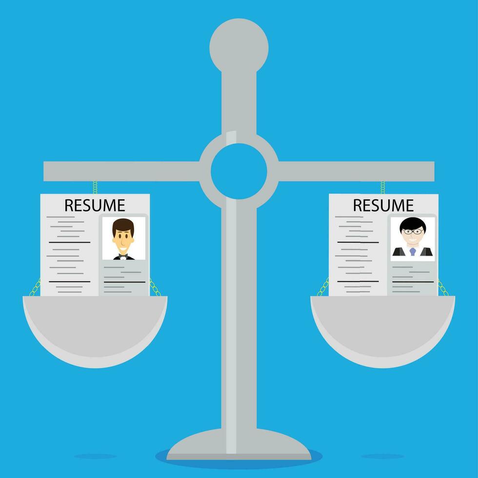 Recruitment. Weighing and selection resume vector