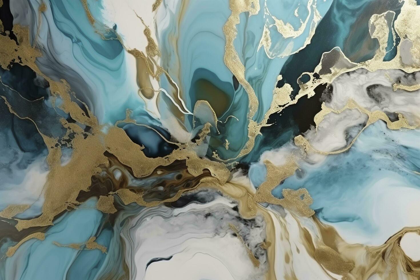 3d resumen mármol fondo de pantalla para pared decoración. resina geoda y resumen arte, funcional arte, me gusta acuarela geoda cuadro. dorado, azul, turquesa, y gris fondo, generar ai foto