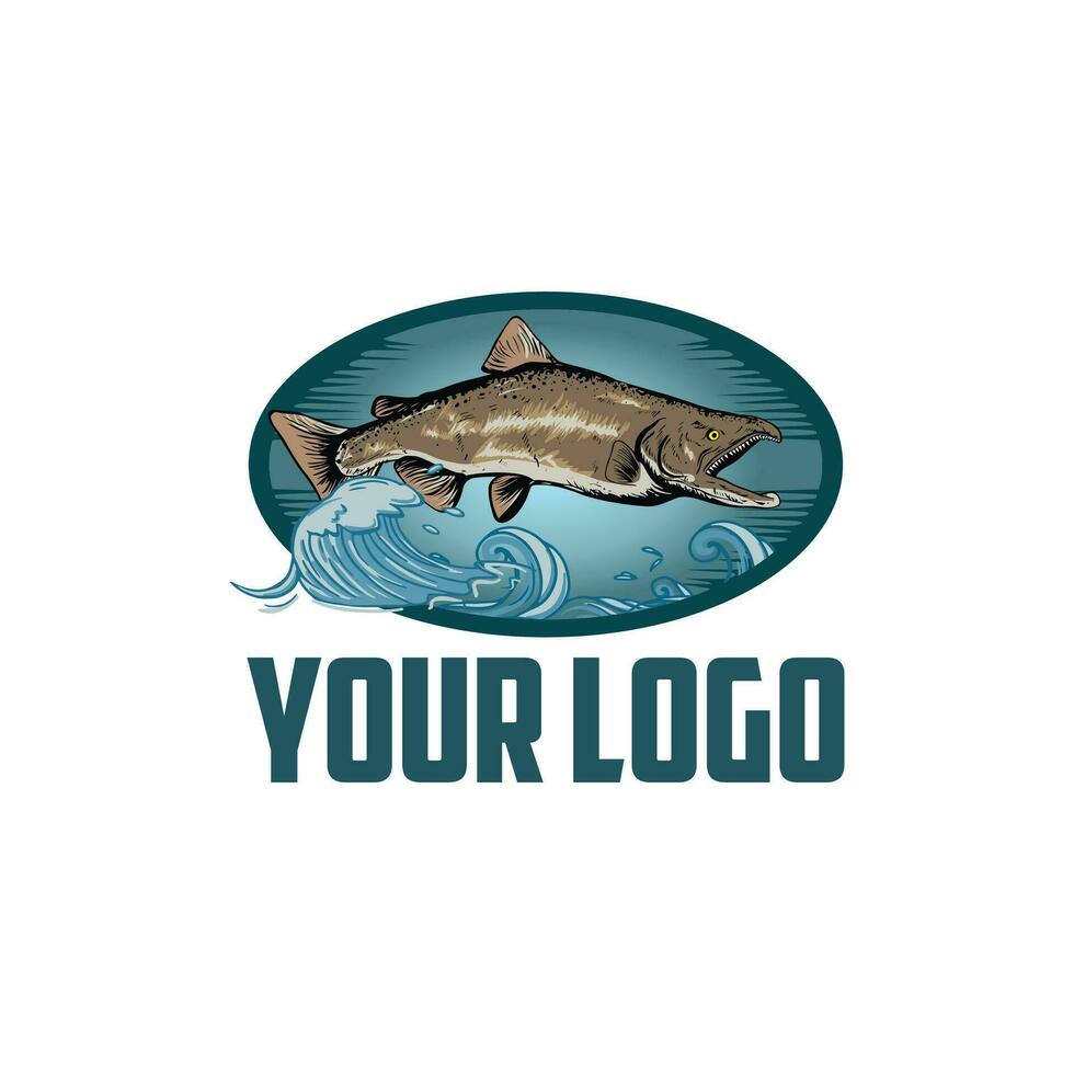 vector logo marrón salmón pescado