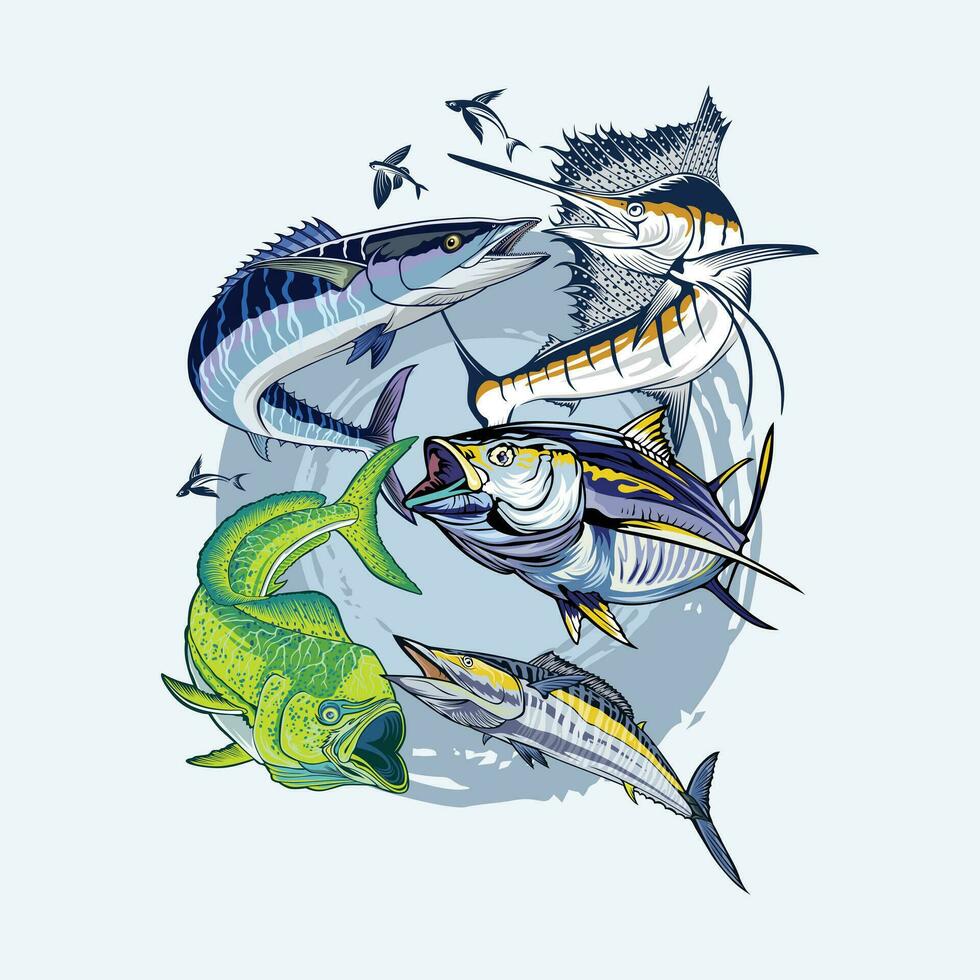 vector illustration pelagic fish