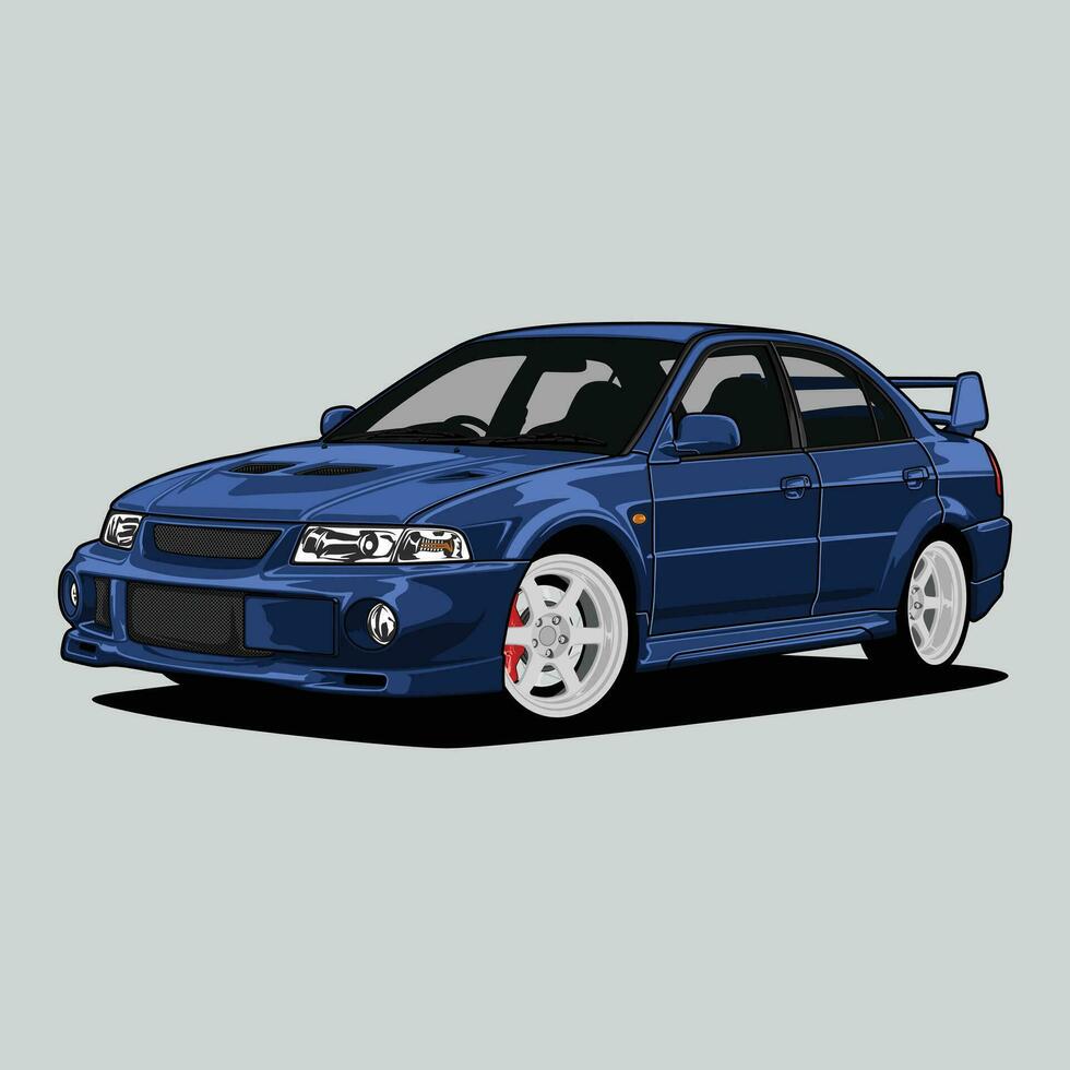 Perspective view Lancer Evolution VI car vector illustration