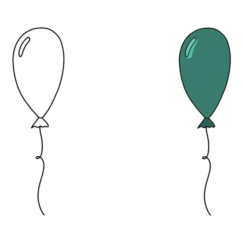 flat simple illustration of balloon. black and white and colored version vector